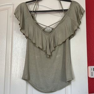 Ruffle top in sage